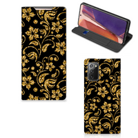 Samsung Galaxy Note20 Smart Cover Gouden Bloemen - thumbnail