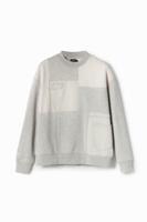Sweatshirt met denim patch - BLACK - XXL