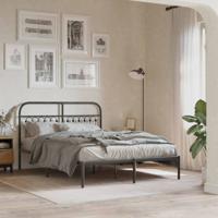 Bedframe met hoofdbord metaal zwart 140x200 cm