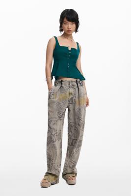 Mouwloze blouse met knopen - WHITE - M
