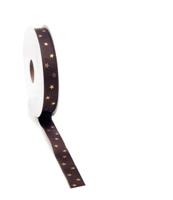 Kerst Lint Classic Star ribbon 15mm x 20 meter bruin
