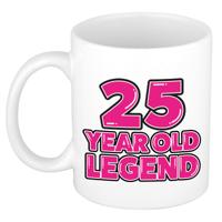 Verjaardag cadeau mok 25 jaar - al zo oud - legende - roze - 300 ml - keramiek