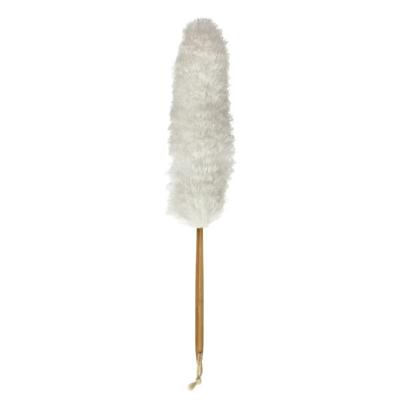 5Five Plumeau/ragebol microvezel - met bamboe steel - 73 cm - wit - afstoffen