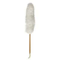 5Five Plumeau/ragebol microvezel - met bamboe steel - 73 cm - wit - afstoffen