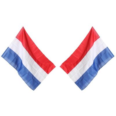 Nederlandse vlag - 2x - rood/wit/blauw - polyester - 100x150 cm - vlag voor buiten