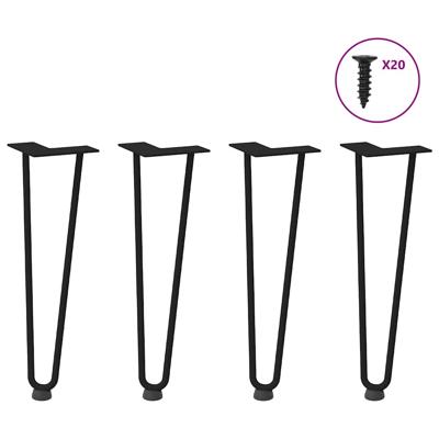 Haarnadelpoten voor Salontafel 4 st 42 cm massief staal zwart
