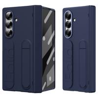Lunso Samsung Galaxy Z Fold 7 backcover hoes met Kickstand & Polsband - Donkerblauw Lunso Samsung Galaxy Z Fold 7 backcover hoes met Kickstand & Polsband - Donkerblauw