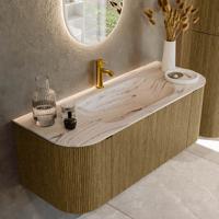 Badmeubel Mondiaz Kurve-Dlux | 120 cm | Meubelkleur Dusk | Wastafelkleur Nata | Solid surface | Wasbak midden spoelbak | 1 kraangat