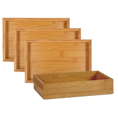 Kinvara Lade sorteer bakjes - 4x - organizers - bamboe hout - opbergbakje - 23 x 15 x 5 cm
