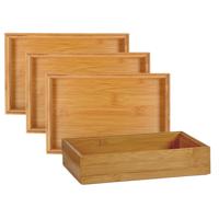 Kinvara Lade sorteer bakjes - 4x - organizers - bamboe hout - opbergbakje - 23 x 15 x 5 cm