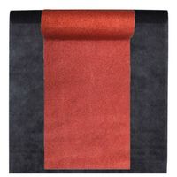 Feest tafelkleed met glitter loper op rol - zwart/rood - 10 meter - Feesttafelkleden - thumbnail