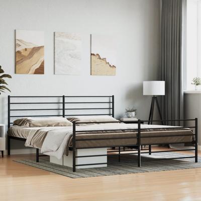 Bedframe met voetbord zonder matras metaal zwart 180x200 cm