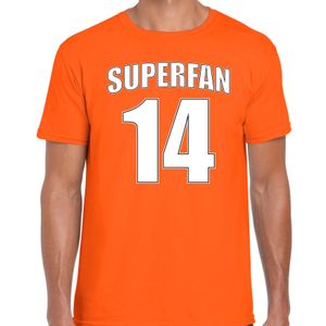 Superfan nummer 14 oranje t-shirt Holland / Nederland supporter EK/ WK voor heren