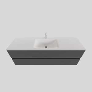 Badkamermeubel Solid Surface BWS Oslo 150x46 cm Midden Mat Antraciet (met 1 kraangat)