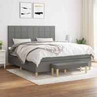 Boxspring met matras stof donkergrijs 180x200 cm