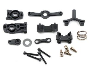 Steering arm (upper & lower)/ steering link/ servo horn/ servo saver/ servo saver spring/ servo horn mount/ ball stud (2)/ shock mounts, front & re...