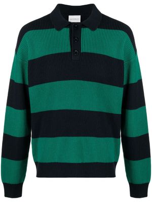 Drôle De Monsieur pull nervuré à col polo - Bleu
