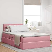 Opbergbed met LED met matras Roze 120 x 190 cm Fluweel