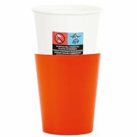 Feestbekers met hoesjes - 8x - oranje - papier - 250ml