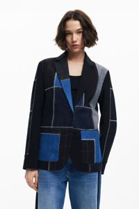 Gecombineerde patchwork blazer - BLACK - S