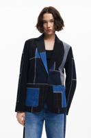 Patchwork blazer gecombineerd - BLACK - XS - thumbnail