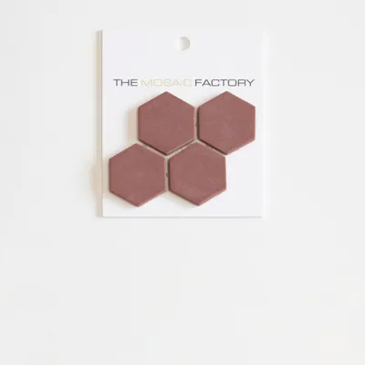 The Mosaic Factory Valencia Mozaiek Tegel Hexagon- Bordeauxrood Glas Recycled 278x325 mm