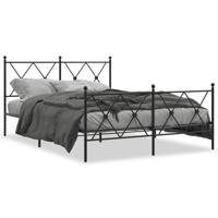 Bedframe met hoofd- en voeteneinde metaal zwart 140x200 cm - thumbnail