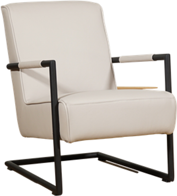 Crème leren industriële stalen fauteuil Lodge - Toledo leer Misty (crème leer)