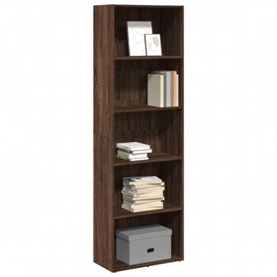 Boekenkast 60x30x189 cm bewerkt hout bruin eikenkleurig