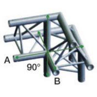 Showtec PT30-010 3-weg truss koppelstuk Apex Up, Hoek 90 + Rechts omlaag