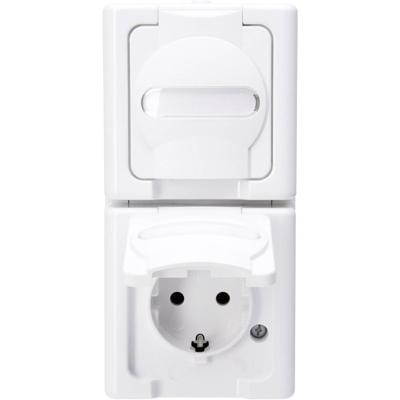 Kopp 131402009 BlueElectric Compleet Wandcontactdoos met randaarde en klapdeksel spatwaterdicht Arctisch-wit 2-voudig 1 stuk(s)