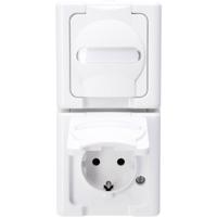 Kopp 131402009 BlueElectric Compleet Wandcontactdoos met randaarde en klapdeksel spatwaterdicht Arctisch-wit 2-voudig 1 stuk(s)
