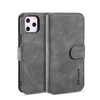 Dg. MING retro olie kant horizontale flip case met houder & kaartsleuven & portemonnee voor iPhone 11 Pro (grijs)