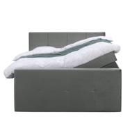 Leen Bakker - Boxspring Met Opbergruimte En Voetbord Liv Geblokt - 160x200cm - Stof/Velvet - Grijs