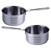 Svenska Living Steelpan - 2x - D14 cm - RVS - 1L - juspan/sauspan - alle warmtebronnen - pannen