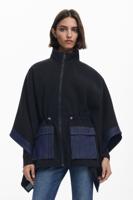 Gecombineerde denim poncho - BLACK - U