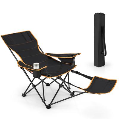 Draagbare Opvouwbare Campingstoel 2-In-1 Verstelbare Ligstoel met Afneembare Treeplank In 2 Standen Verstelbare Rugleuning