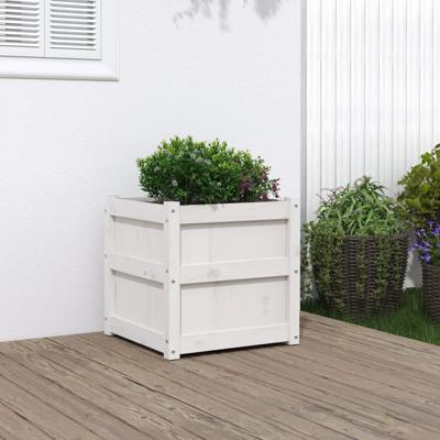 VidaXL Plantenbak 50x50x50 cm massief grenenhout wit