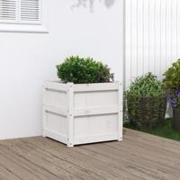 VidaXL Plantenbak 50x50x50 cm massief grenenhout wit