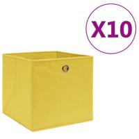 VidaXL Opbergboxen 10 st 28x28x28 cm nonwoven stof geel - thumbnail