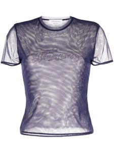 Blumarine t-shirt en résille à logo strassé - Violet
