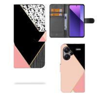Xiaomi Redmi Note 13 Pro Plus | Book Case | Zwart Roze Vormen Xiaomi Redmi Note 13 Pro Plus | Book Case | Zwart Roze Vormen