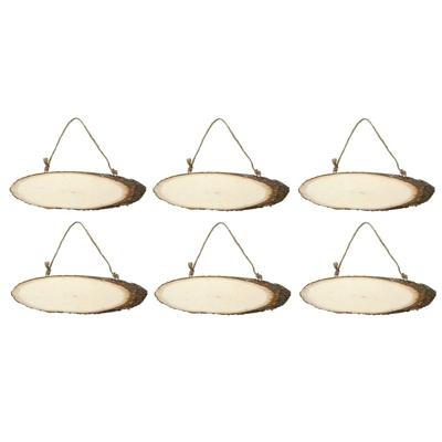 Hobby boomstam ophang bord - 6x - 23 x 6 cm - boomschijf bordjes - naambordje - huisnummer bordje