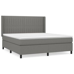 vidaXL Boxspring met matras stof donkergrijs 160x200 cm