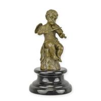 A BRONZE SCULPTURE OF AN ANGEL