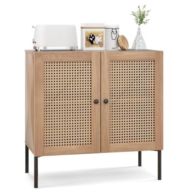 Keukenkast met 2 Planken 2-Deurs Dressoir Verstelbare Plank Metalen Poten Boheemse Opslageenheid voor Eetkamer Bijkeuken 80 x 40 x 80 cm
