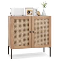 Keukenkast met 2 Planken 2-Deurs Dressoir Verstelbare Plank Metalen Poten Boheemse Opslageenheid voor Eetkamer Bijkeuken 80 x 40 x 80 cm