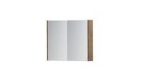 INK SPK1 spiegelkast met 2 dubbel gespiegelde deuren, 1 verstelbaar glazen planchet, stopcontact en schakelaar 70 x 14 x 60 cm, naturel eiken