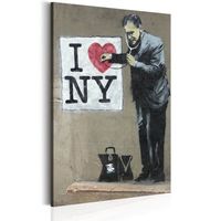 Schilderij - I Love New York by Banksy,  Beige/Zwart - thumbnail