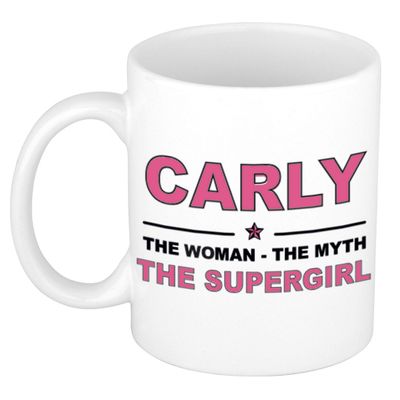 Carly The woman, The myth the supergirl cadeau koffie mok / thee beker 300 ml Carly The woman, The myth the supergirl cadeau koffie mok / thee beker 300 ml